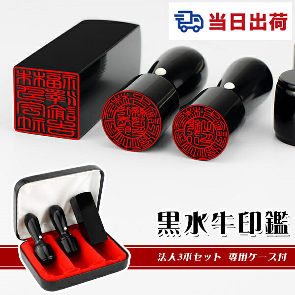 【あす楽対応・即日出荷】平日12時締切 即納 10年保証 会社印 【代表印+銀行印+角印】黒水牛 法人3本セット印鑑・会社設立を応援・法人印鑑 会社印 印鑑 はんこ 黒水牛 印鑑代表者印/銀行印/角印【黒水牛 実印［天丸］+銀行印［天丸］+角印［角寸胴］ケース無し】宅急便発送