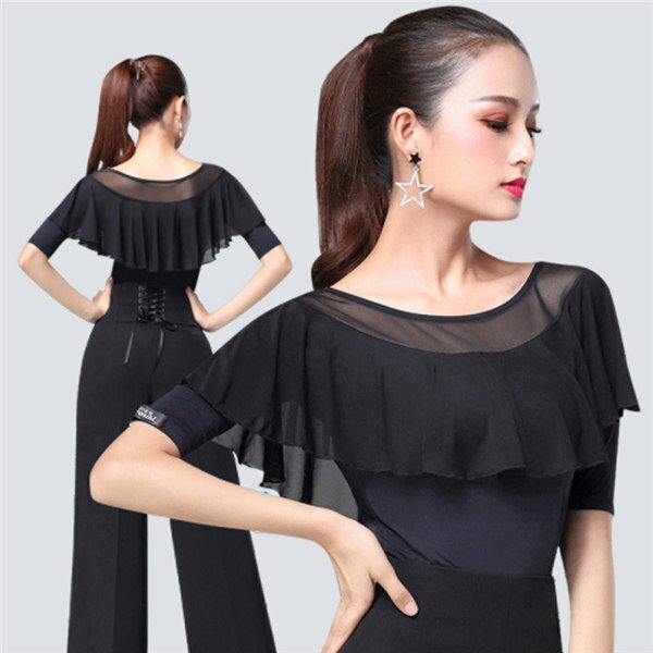 社交ダンストップスラテン女性衣装上着競技着モダンレディース社交練習着チャチャチャレッスン着演出着..