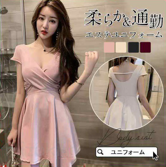 エステユニフォームサロン通勤レディース女性制服おしゃれ半袖ワンピースネイル美容歯科衛生士医療系歯..