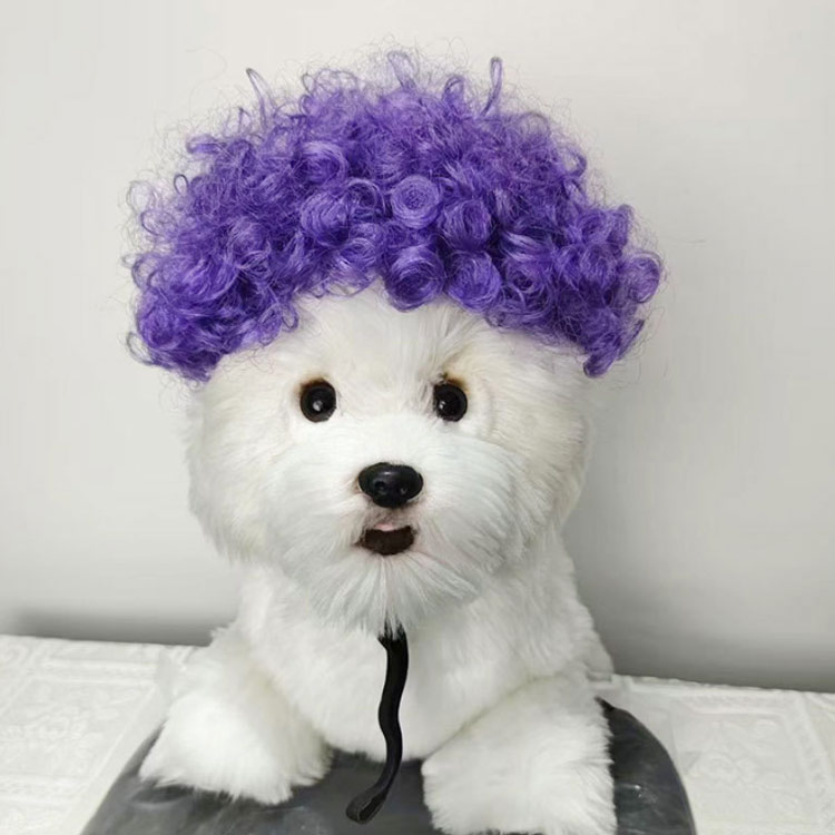 MONONOKE SHOPのカツラ カラフル全15色展開 犬猫用 犬 カラフル全15色展開 撮影にも コスプレ 売れ筋 かつら 巻き髪 仮装 猫 ペットグッズ ペット用ウィッグ ハロウィン カツラ コスチューム 可愛い カール 犬用 小型犬 猫 かぶりもの ヘアアクセサリー｜アングル2