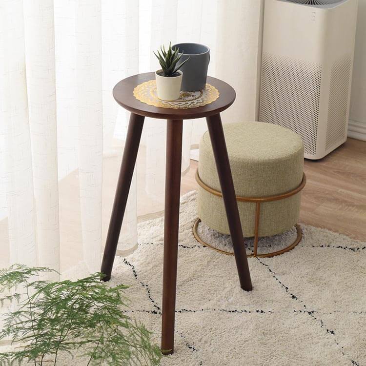 サイドテーブル コンパクト 観葉植物 カフェテーブル ウッド スタンド 丸 テーブル...