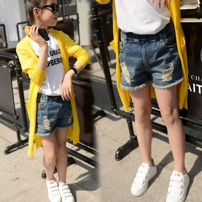 Rakuten - デニムショートパンツ 子供服 キッズ 女の子ショートパンツ ズボン 子ども パンツ ボトムス ハーフデニムパンツ