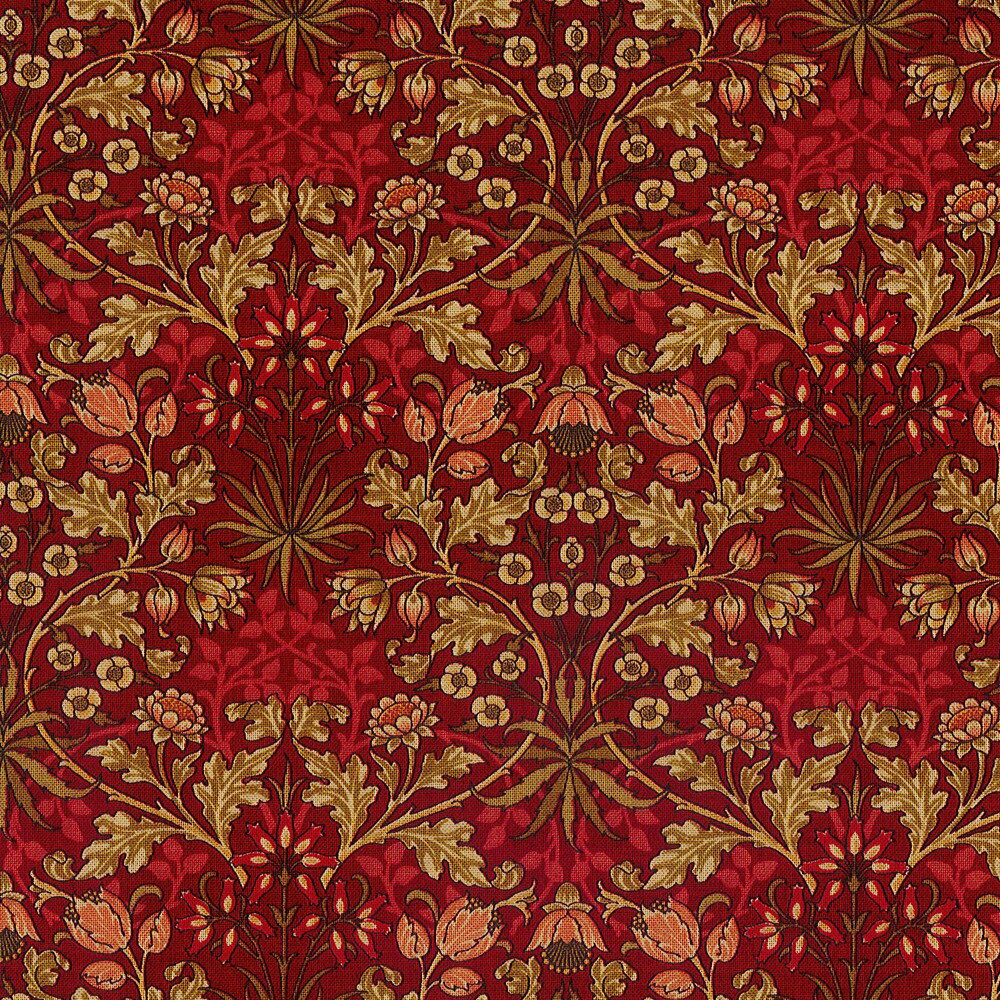 moda fabrics(モダ・ファブリックス)William Morris ウィリアムモリス シーチング生地＜HYACINTH 1900-1912＞（ヒヤシンス）CRIMSONクリムゾン 33496-17