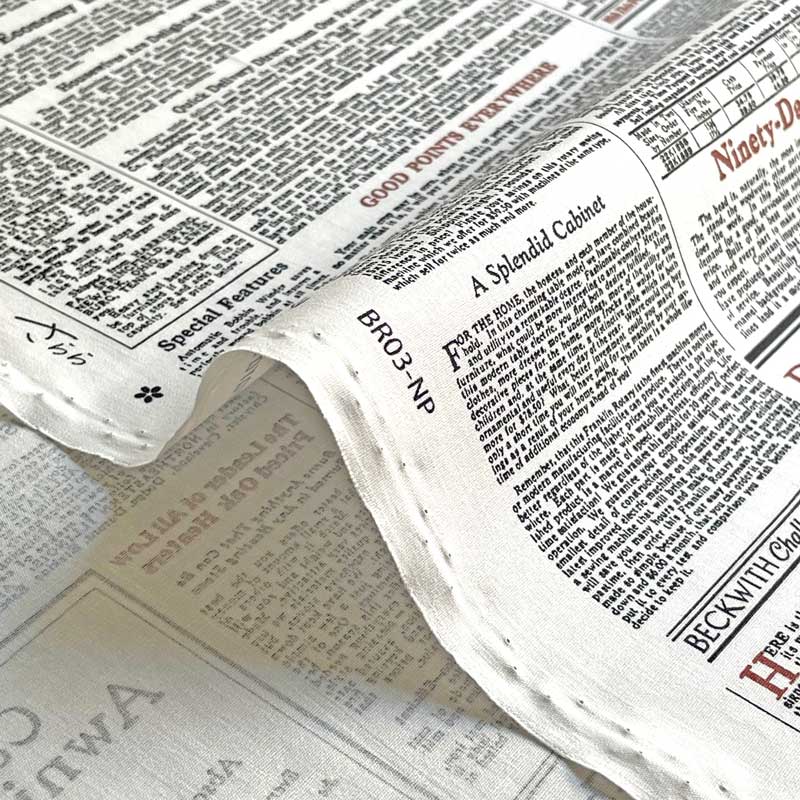 【エントリーでP10倍】英字新聞ニュースペーパー 広巾20ブロード生地(バチスト生地)BR03-NP
