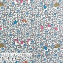 ピーターラビット(TM)×リバティファブリックス 国産タナローン生地<Rose&Thistle Peter>(ローズ・アンド・シスル・ピーター)【ブルーグレー×ブルー花】DC32967-J23D