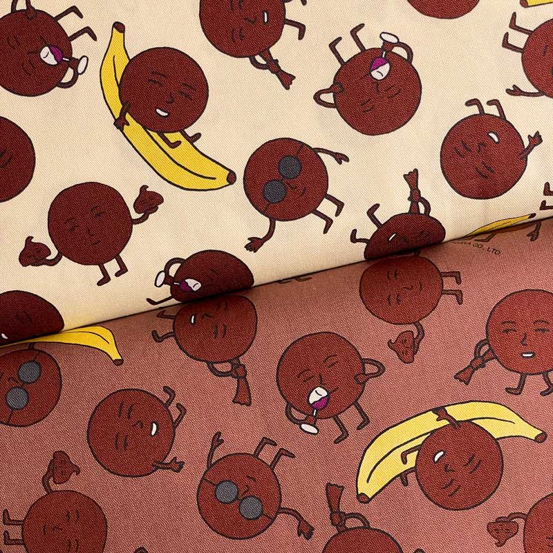 カントリーマアム チョコまみれ オックス生地ファブリック クリーム/ブラウン(ミルキー 不二家 キャラクター 入園入学通園通学 レッスンバッグ シューズバッグ 手作り)G-8950のサムネイル