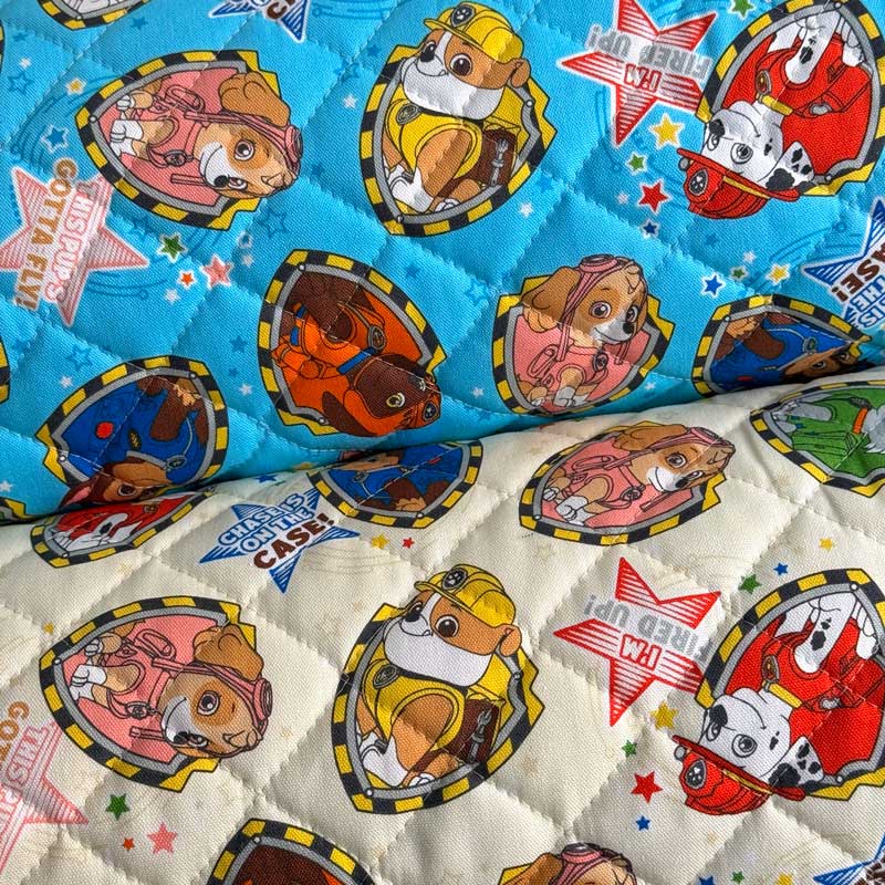 パウパトロー星柄 オックスキルティング生地 サックス/ベージュ(PAW PATROL キャラクター 入園入学通園通学)GQ-4621のサムネイル