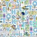 ハローキティ×リバティファブリックス LIBERTY つや消しラミネート(ビニールコーティング生地)<Hello Kitty Necessities>(ハローキティ・ネセシティーズ)【ブルーグレー】MATLAMI-DC34426-J24D