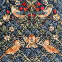 【BEST OF MORRISキルティング】moda fabrics(モダ ファブリックス)William Morris ウィリアムモリス シーチングキルティング生地＜Strawberry Thief＞(ストロベリースィーフ)いちご泥棒＜MULTIC BLUE(マルチックブルー)＞8176-44Q