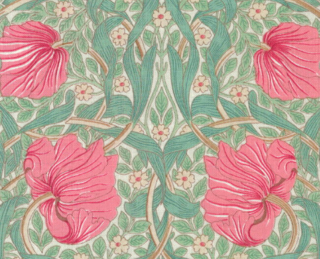 moda fabrics(モダ・ファブリックス)William Morris ウィリアムモリス シーチング生地＜Pimpernel＞(ピンパネル)SAGE ROSE セージローズ 8365-63