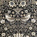 moda fabrics(モダ・ファブリックス)William Morris ウィリアムモリス シーチング生地<Strawberry Thief>(ストロベリースィーフ)いちご泥棒 EBONY エボニー 8382-16