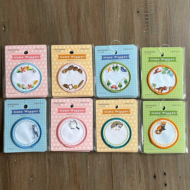 おなまえワッペン アイロン接着ワッペン お花/パン/くるま/恐竜/ハシビロコウ/シマエナガ/ハリネズミ/..