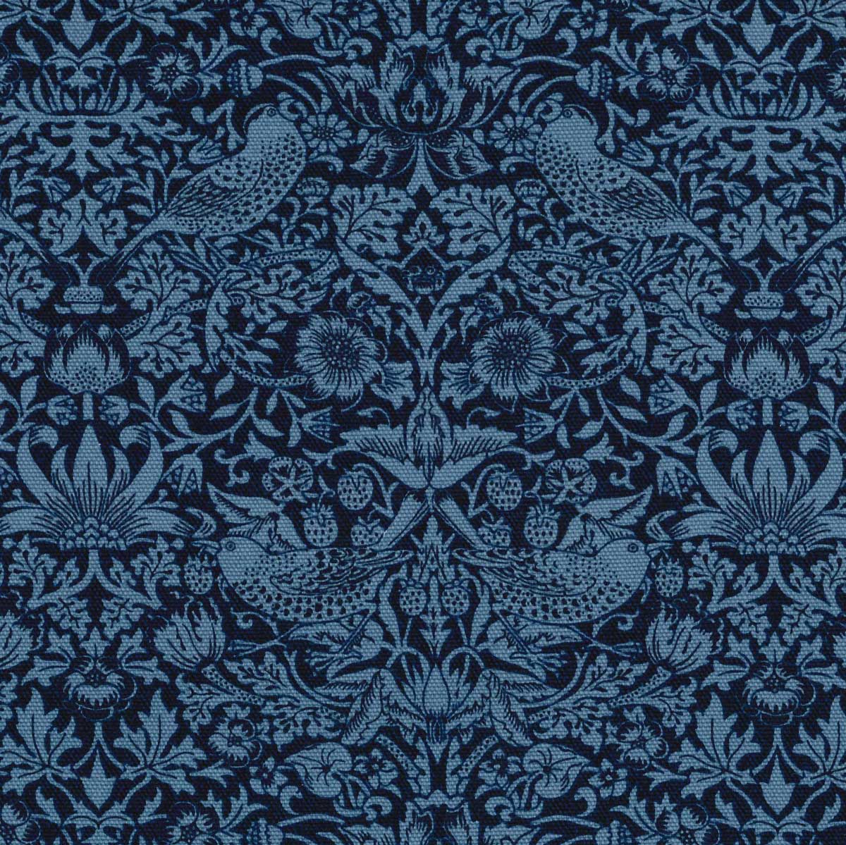 樂天商城 - V&A William Morris ウィリアムモリス オックス生地＜Strawberry Thief＞(ストロベリーシーフ)いちご泥棒【ネイビー×ブルー】VA10034S-E