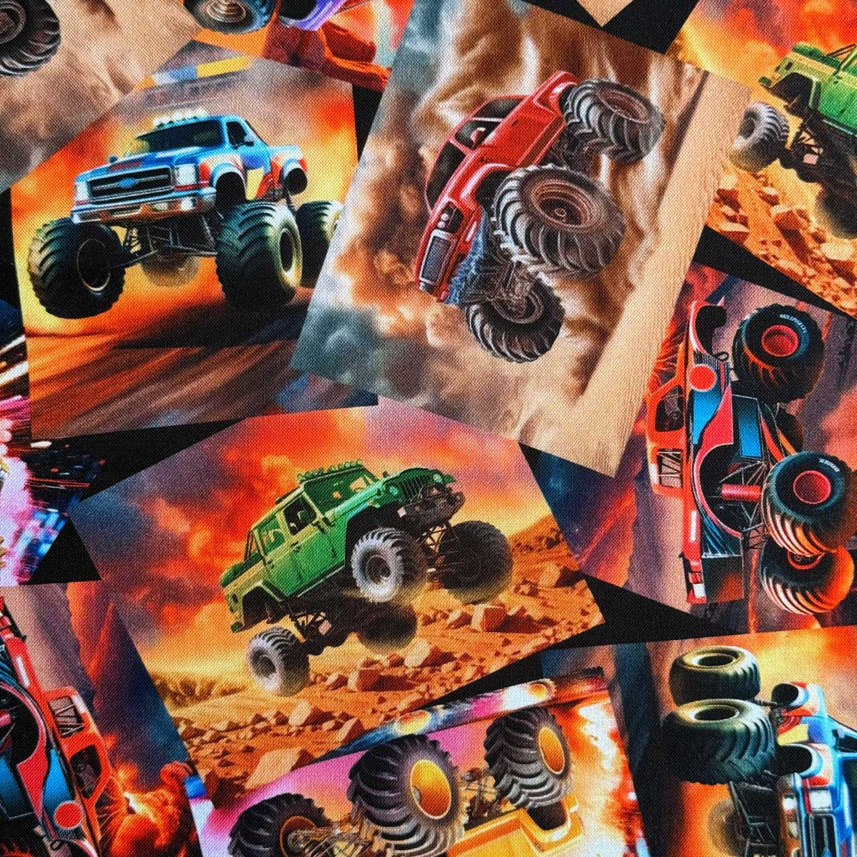 USAコットン Monster Truck(モンスタートラック)マルチカラー シーチング生地 Timeless Treasures(タイムレストレジャー)CD3948-MULTI