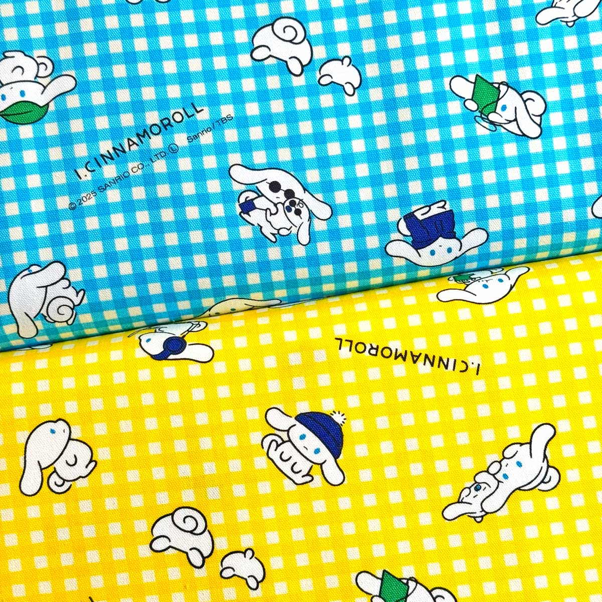 乐天商城 - I.CINNAMOROLL アイシナモロール ギンガムチェック柄 オックス生地 ブルー/イエロー(サンリオキャラクター・入園入学通園通学)832155 832162