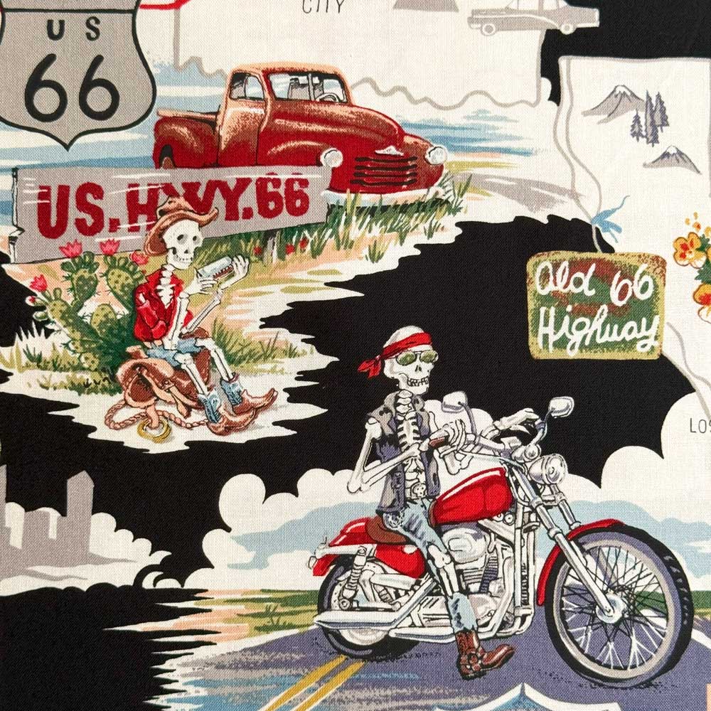 Rakuten - USAコットン Memories of Route 66(メモリーズオブルート66)シーチング生地【ブラック】Alexander Henry(アレキサンダーヘンリー)9056-BR