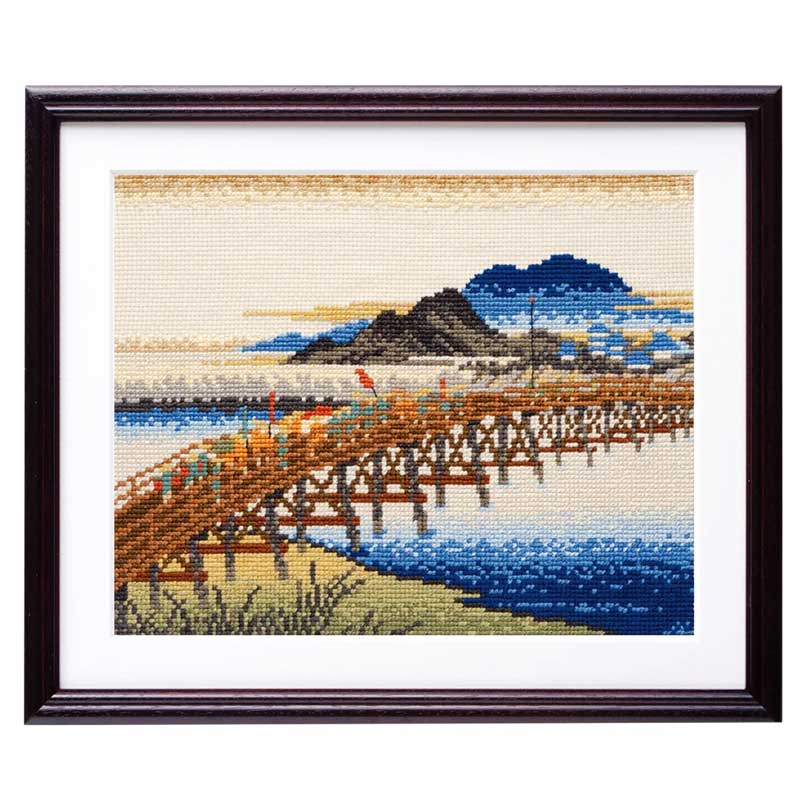 歌川広重画 錦絵 東海道五十三次 クロスステッチキット「岡崎(矢矧之橋)」日本名所絵百選シリーズオリムパス 7143