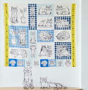 +HAyU fabric ハユ ~HAyU CAT~パネル生地【約110cm×100cmカットクロス】綿麻キャンバス生地(猫 アニマル柄 動物柄)EGX-7717-1A