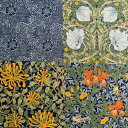 V&A William Morris ウィリアムモリス シーチング生地<Morris Mosaic>(モリスモザイク)【ネイビー】VA10031S-A