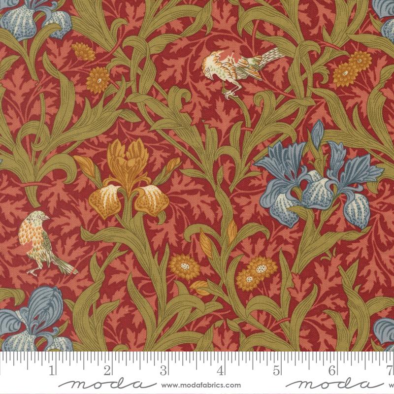 乐天商城 - moda fabrics(モダ・ファブリックス)William Morris ウィリアムモリス シーチング生地＜Iris Florals Birds＞（アイリス・フローラル・バーズ）レッド 【Morris Muse】13380-16