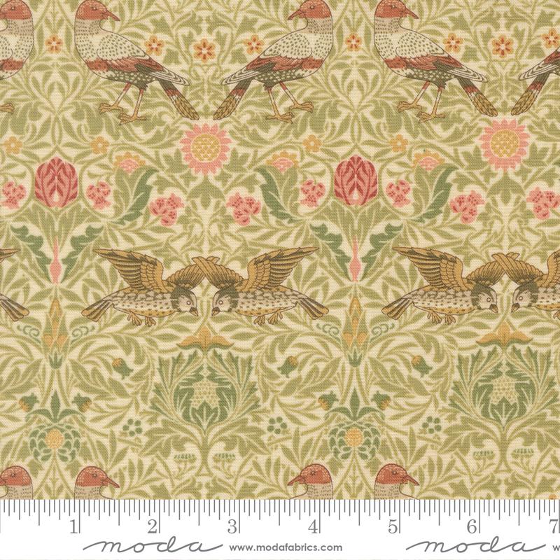乐天商城 - moda fabrics(モダ・ファブリックス)William Morris ウィリアムモリス シーチング生地＜Birds Damask Birds＞（バード・ダマスク・バーズ）マルチカラー 【Morris Muse】13381-11