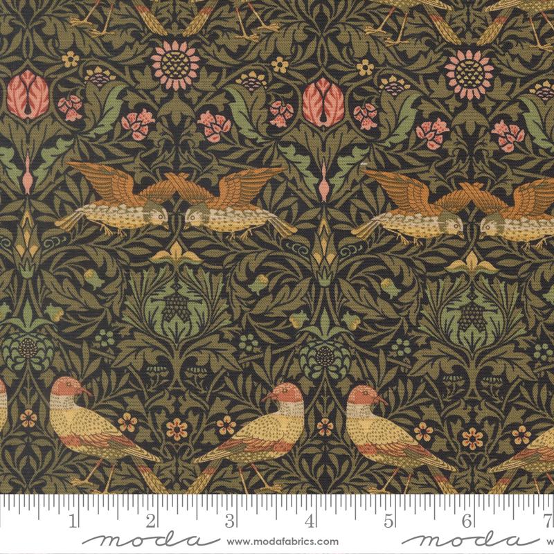 樂天商城 - moda fabrics(モダ・ファブリックス)William Morris ウィリアムモリス シーチング生地＜Birds Damask Birds＞（バード・ダマスク・バーズ）ブラック 【Morris Muse】13381-16
