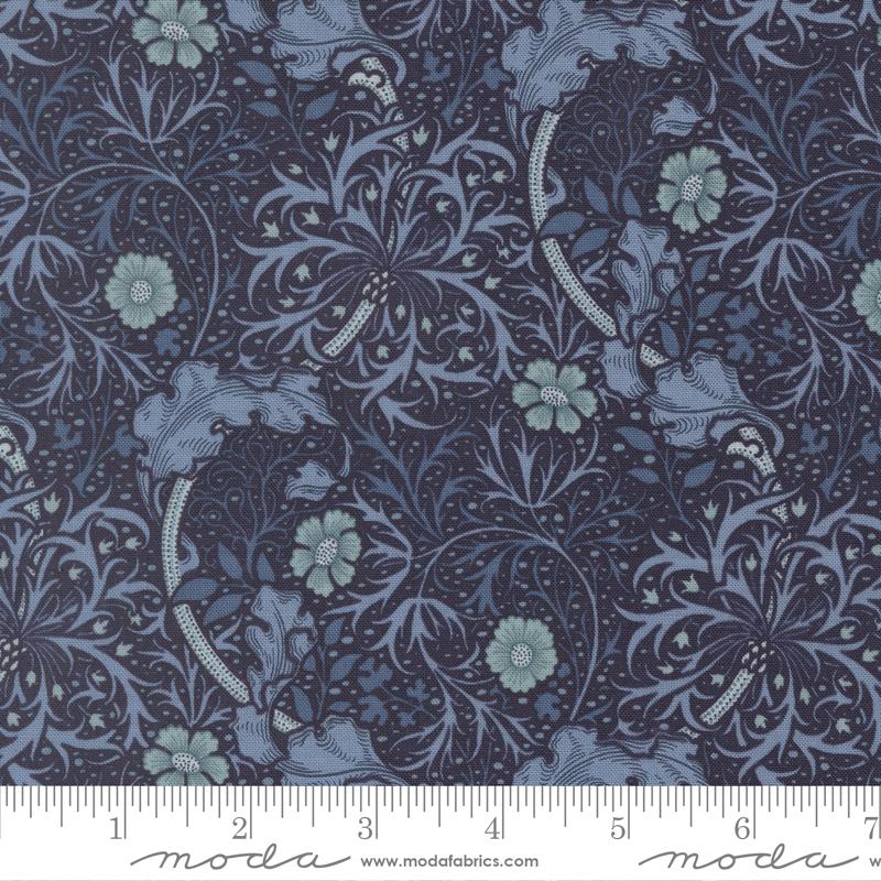 乐天商城 - moda fabrics(モダ・ファブリックス)William Morris ウィリアムモリス シーチング生地＜Seaweed Florals＞（シーウィード・フローラルズ）ネイビー 【Morris Muse】13382-15