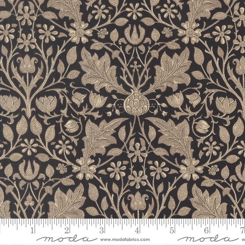 乐天商城 - moda fabrics(モダ・ファブリックス)William Morris ウィリアムモリス シーチング生地＜Triple Net Florals＞（トリプル・ネット・フローラルズ）ブラック 【Morris Muse】13383-17