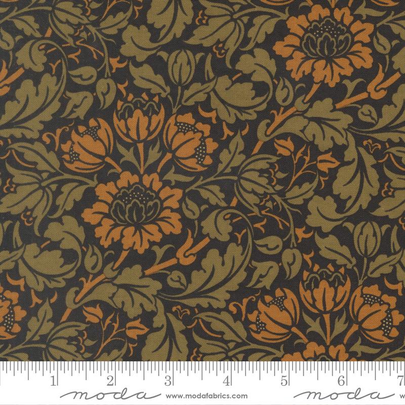 乐天商城 - moda fabrics(モダ・ファブリックス)William Morris ウィリアムモリス シーチング生地＜Flowering Scroll Florals＞（フラワリング・スクロール・フローラルズ）ブラック 【Morris Muse】13384-15
