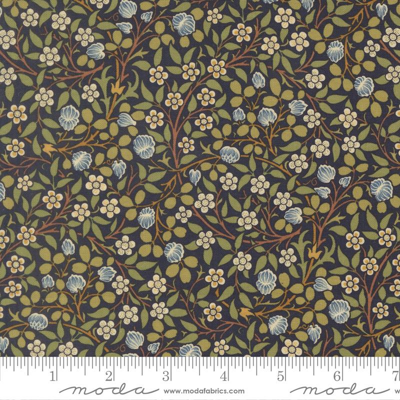 乐天商城 - moda fabrics(モダ・ファブリックス)William Morris ウィリアムモリス シーチング生地＜Clover Small Floral＞（クローバー・スモール・フローラル）ネイビー 【Morris Muse】13385-14
