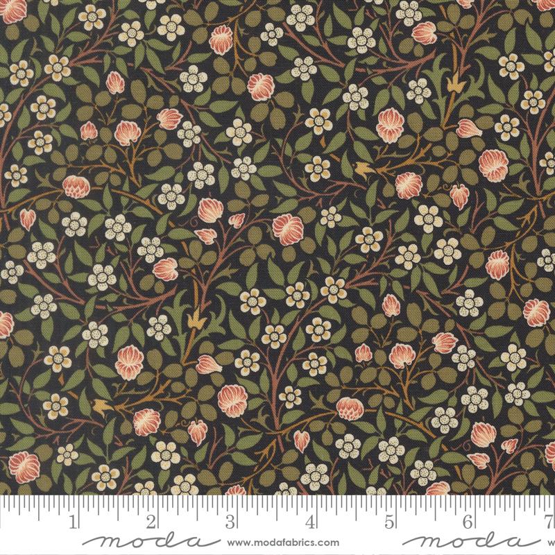 樂天商城 - moda fabrics(モダ・ファブリックス)William Morris ウィリアムモリス シーチング生地＜Clover Small Floral＞（クローバー・スモール・フローラル）ブラック 【Morris Muse】13385-15