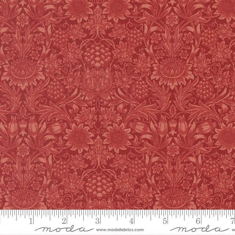 樂天商城 - moda fabrics(モダ・ファブリックス)William Morris ウィリアムモリス シーチング生地＜Sunflower Damask＞（サンフラワー・ダマスク）レッド 【Morris Muse】13386-16