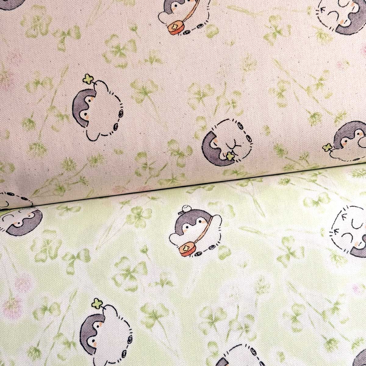 乐天商城 - コウペンちゃん ボタニカル柄 オックス 生成り/グリーン(キャラクター 入園入学通園通学 手作り)G-2590