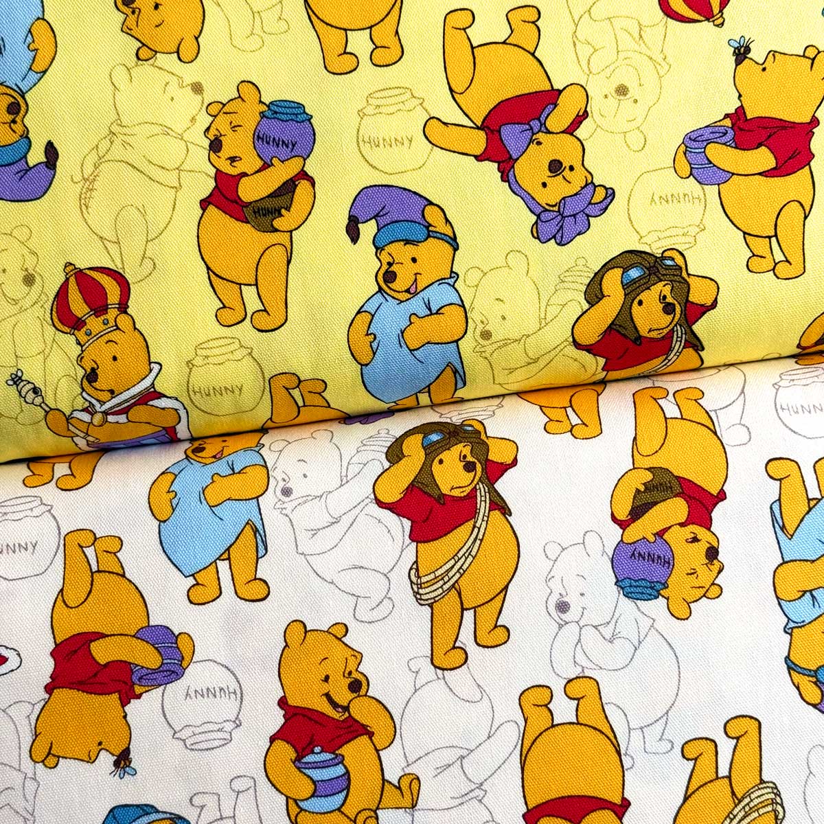 樂天商城 - くまのプーさん 衣装柄 オックス イエロー/クリーム(ディズニーキャラクター Winnie the Pooh 入園入学通園通学 手作り)G-7442