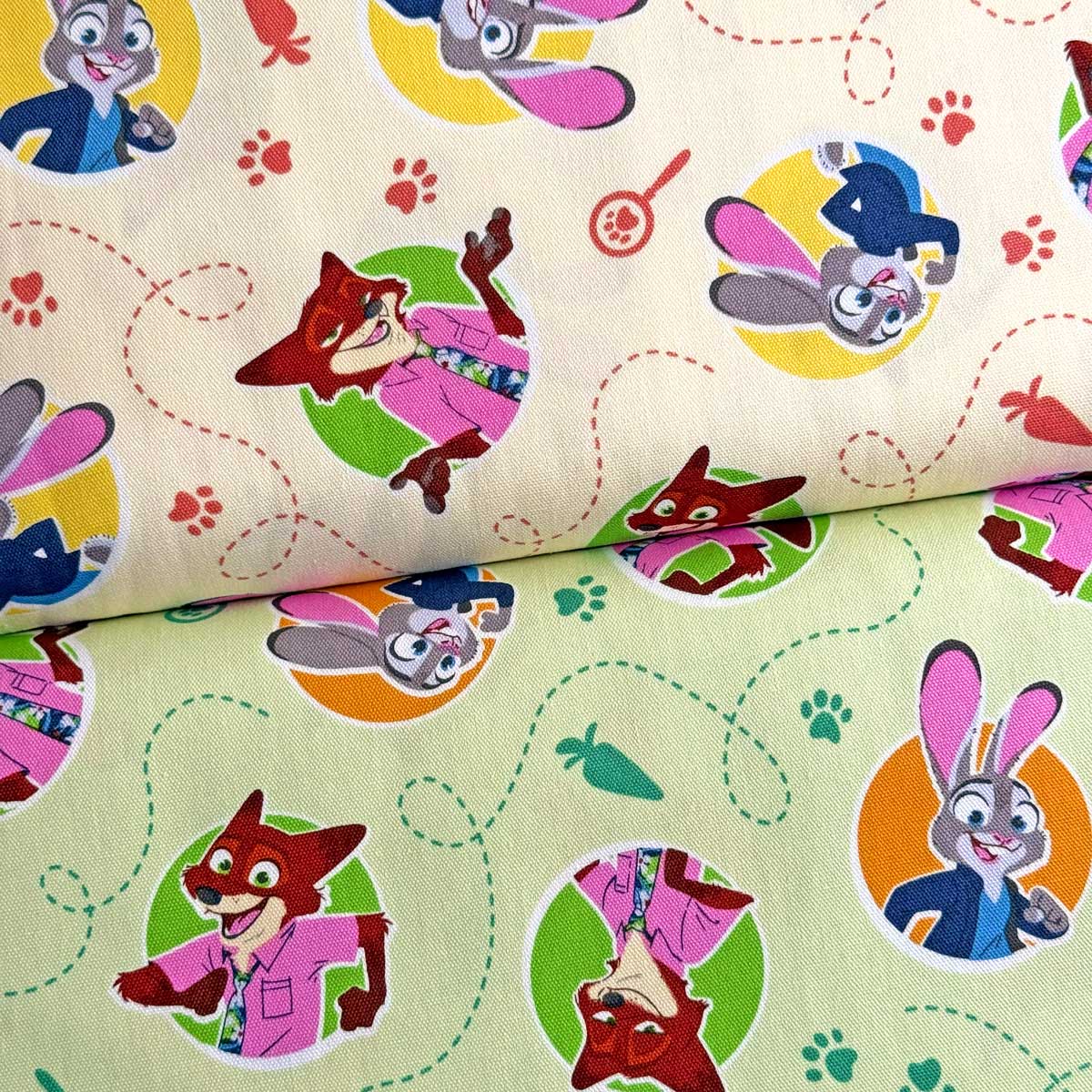 乐天商城 - ズートピア2 ドット柄 オックス クリーム/グリーン(ディズニーキャラクター Zootopia 入園入学通園通学 手作り)G-7445
