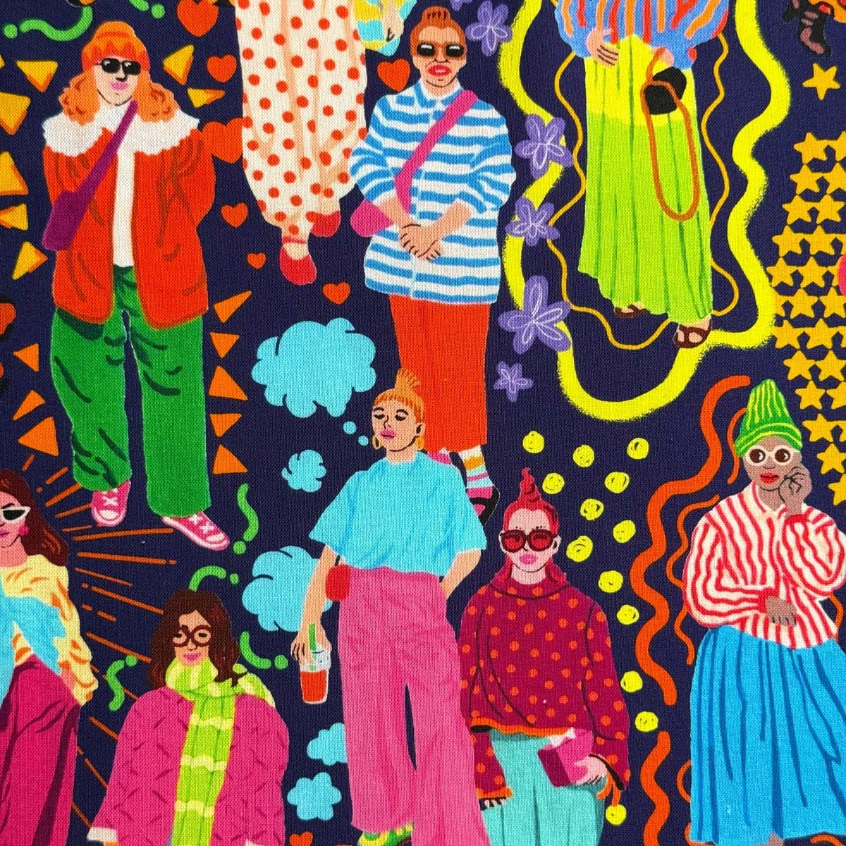 ファッショニスタたちの総柄 City Girls’ Street Style シーチング生地 ネイビー nora. ノラ ST1575-B