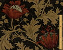 moda fabrics(モダ ファブリックス)William Morris ウィリアムモリス シーチング生地＜Anemone＞(アネモネ)＜DAMASK BLACK(ダマスクブラック)＞8217-11