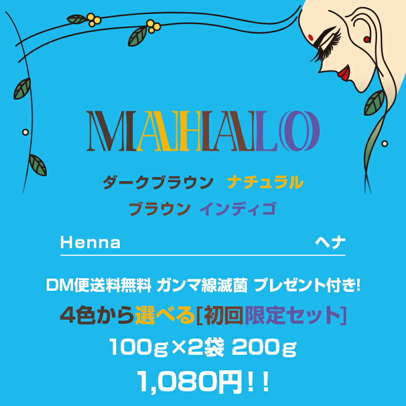 【メール便送料無料】ヘナ初回限定セット 100g×2袋特Aランクヘナプレゼント＆使用手順書付き