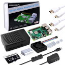 GeeekPi Raspberry Pi 4 8GB スターターキット - 128GB エディション、PWM ファン付き Raspberry Pi 4 ケース、オン/オフ スイッチ付き Raspberry Pi 18W 5V 3.6A 電源、Raspberry Pi 4B 用 HDMI ケーブル (8GB RAM)