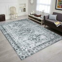 DECOMALL カーペット 3畳 ペルシャ風絨毯 ラグ マット 160X230CM 洗える 花柄 オールシーズン 滑り止め グレー 防臭 防ダニ 床暖房対応