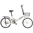 JIEBEIER 自転車 折りたたみ自転車 20インチ 軽量 小径車 防滑タイヤ 高炭素鋼フレーム リアキャリア付き キャリパーブレーキ 男性 女性 初心者 通勤 通学 街乗り JZXC-01 (白)