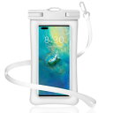 SDMOLO スマホ 防水ケース 2025最新・強化浮く IPX8 防水 携帯ケース タッチ 顔認証 首かけ スマホ用 360°保護 iPhone Android Samsung Huawei Xperia 7インチ以下 全機種対応 水中撮影 お風呂 海水浴 水泳 スポーツ 雨対策 ランキング(ホワイト)