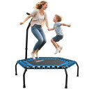 LeikeFitness トランポリン 大きいサイズ 8段階調節可能 補助手すり付き トレーニング 耐荷重150KG 直径約140cm 安全 静音 組み立て式 家庭用 子供用 大人用 有酸素運動 日本語取扱説明書