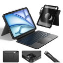 HOU iPad キーボード付きケース for iPad Air (M3) 13インチ 2025 / M2 2024 iPad Pro 13 M4/ 12.9 (第6/第5/第4/第3世代)磁気分離式ケース キーボード、大型高精度