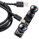 60fps 同期 USB カメラ ELP 4MP USB カメラモジュール 3840X 1080P 3D ステレオ USB ウェブカメラ PC コンピュータ用 UVC ウェブカメラ 120 度歪みなし デュアルレンズカメラモジュール プラグアンドプレイで顔認識 VR 生体認証検出 3D ビジョン