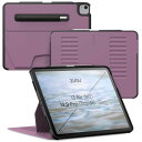 Zugu Case iPad Air ケース 13インチ (M3 2025 M2 2024) / Pro 12.9 (第3世代 / 第4世代), 極薄 落下衝撃保護 10段階スタンド機能 Apple ペンホルダー ワイヤレス充電 オートスリープ スマートカバー (ベリーパープル)