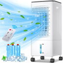 Eleeyak 冷風機 冷風扇 冷風扇風機 2025夏 保冷パック3個付 6L水タンク 3段階風量 自動首振り 上下風 7時間切タイマー リモコン・タッチパネル操作 キャスター付 60w省エネ 節電 冷風機 強力 人気 静音 扇風機 冷風 送風 スポットクーラー 置き型エアコン 移動式 クーラー れ