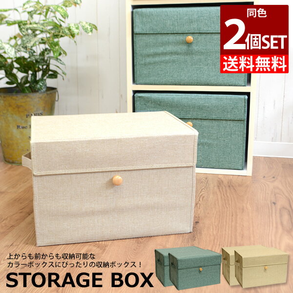 【送料無料】カラーボックス用取っ手付き収納ボックス　2個セット　収納ボックス　収納ケース　前開き　上開き　ストレイジボックス　積み重ねOK