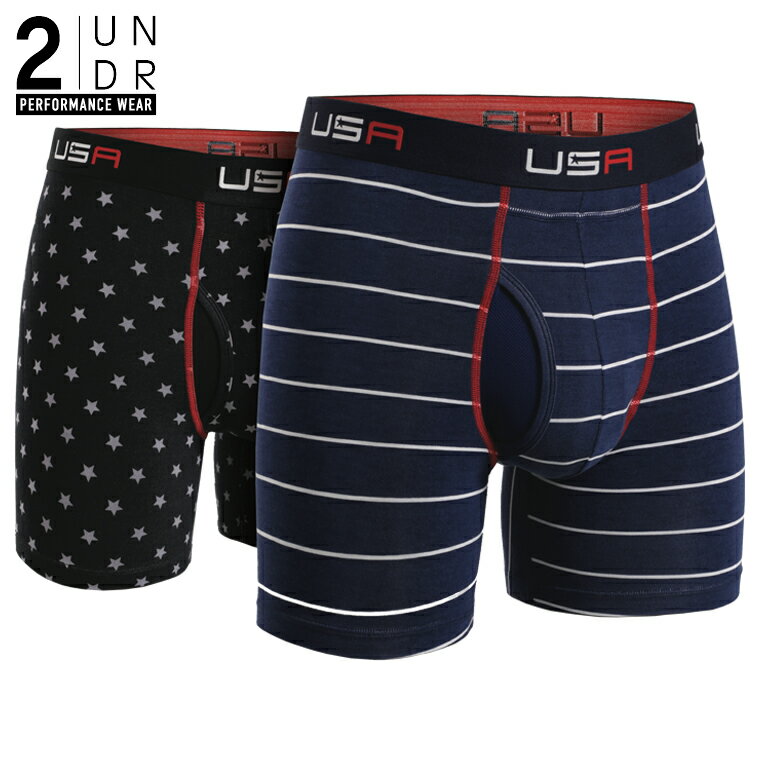 ボクサーパンツ ライダーカップ SWING SHIFT BOXER PRINT(STARS-STRIPES) 全米オープン リッキーファウラー 前開き モダール（レーヨン）生地 立体裁断 陰嚢ポケット 股間 メンズ