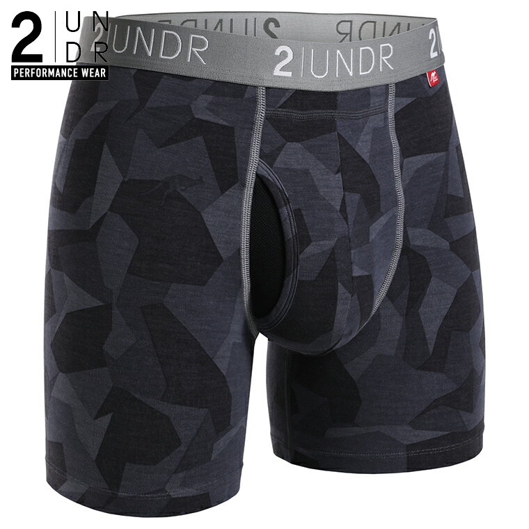 ボクサーパンツ SWING SHIFT BOXER PRINT(BLACK CAMO) 前開き モダール生地 【2UNDR】立体裁断 陰嚢ポケット 爽やか感触 股間 蒸れない サラサラ素材 メンズ 下着 男性 高品質 高級ブランド クリスマス 誕生日 プレゼント 記念日 【2nw20】【prnt】